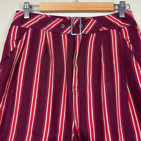 Free People Red/Burgundy/Cream Striped Pants; Size 6 - Picture 4 of 12